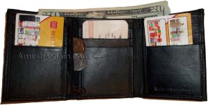 Man’s Trifold Leather wallet 9 credit card spaces 2 bill slots change purse new - Image 8