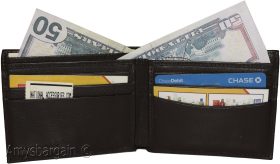 Man’s Wallet natural grain bi-fold br new wallet 6 Card Holder 2 bill slots