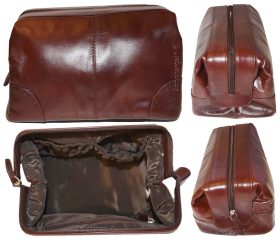 Man's grooming bag leather cosmetic make up case new leather toiletry case