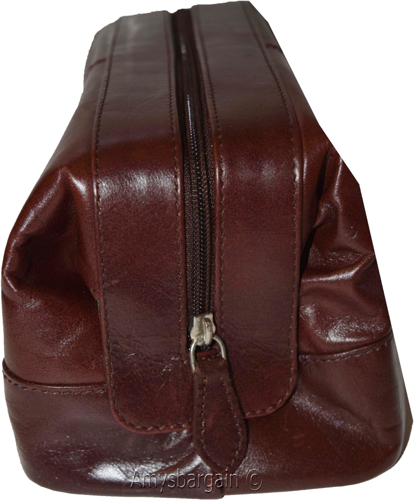 Man's grooming bag leather cosmetic make up case new leather toiletry case - Image 6