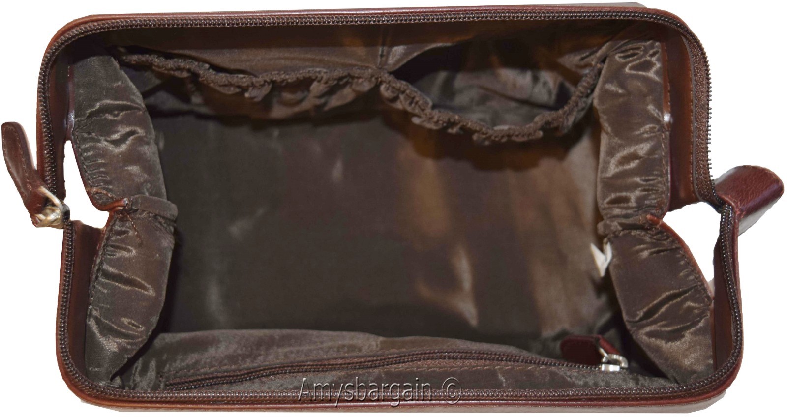 Man's grooming bag leather cosmetic make up case new leather toiletry case - Image 9