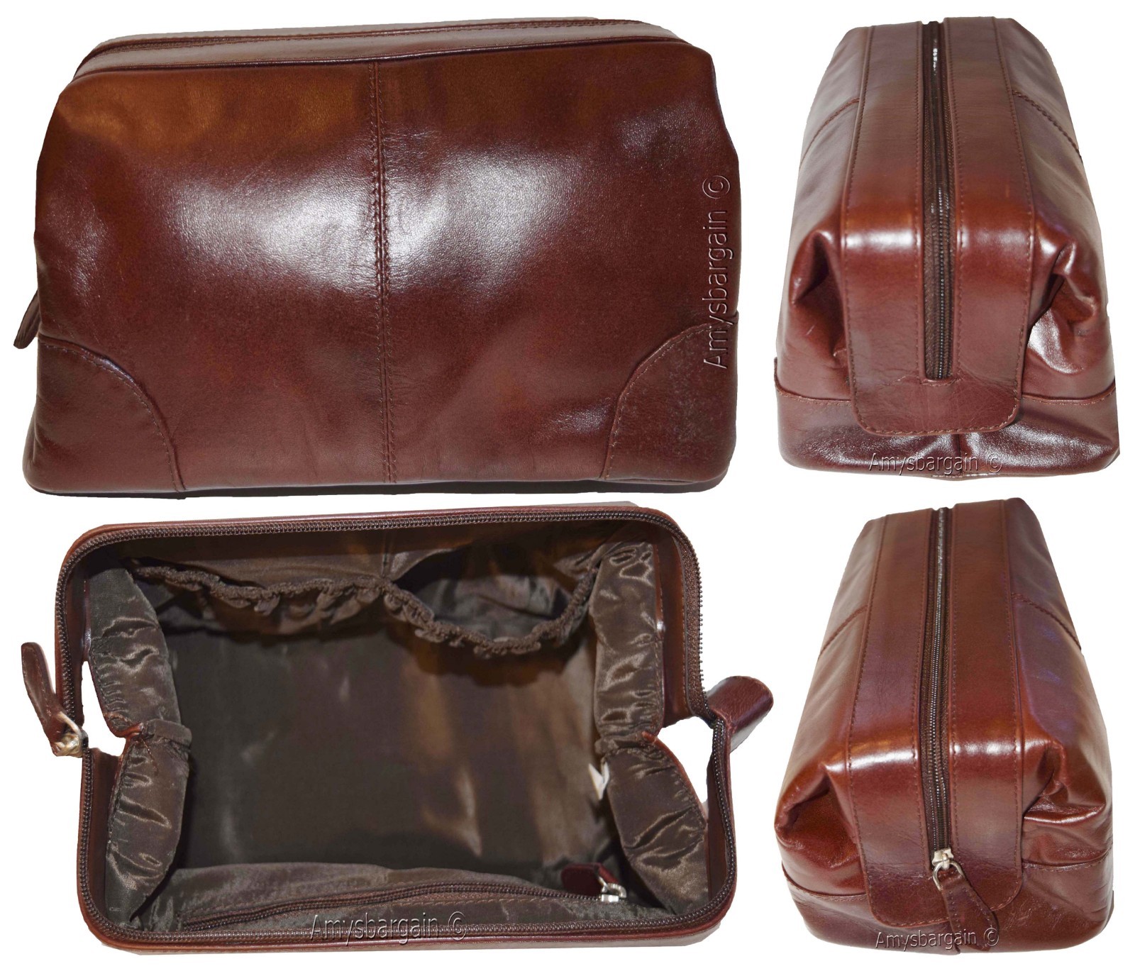 Man's grooming bag leather cosmetic make up case new leather toiletry case