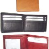 Man's leather bifold wallet id case 3 bill spaces 6 credit cards calfskin wallet