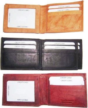 Man's leather bifold wallet id case 3 bill spaces 6 credit cards calfskin wallet - Image 13