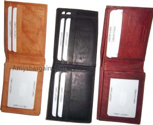 Man's leather bifold wallet id case 3 bill spaces 6 credit cards calfskin wallet - Image 5