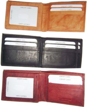 Man's leather bifold wallet id case 3 bill spaces 6 credit cards calfskin wallet - Image 6