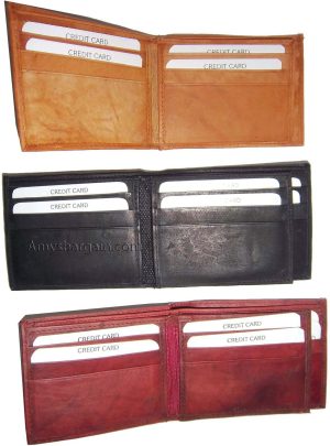 Man's leather bifold wallet id case 3 bill spaces 6 credit cards calfskin wallet - Image 7