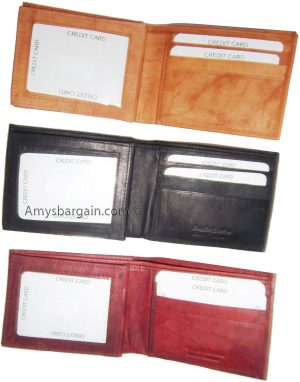 Man's leather bifold wallet id case 3 bill spaces 6 credit cards calfskin wallet - Image 9