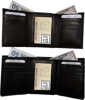 Man's trifold Leather wallet 1 ID window 9 card 2 bill slots new wallet - Image 3