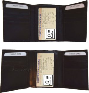 Man's trifold Leather wallet 1 ID window 9 card 2 bill slots new wallet