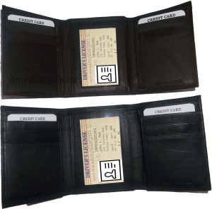 Man's trifold Leather wallet 1 ID window 9 card 2 bill slots new wallet - Image 9