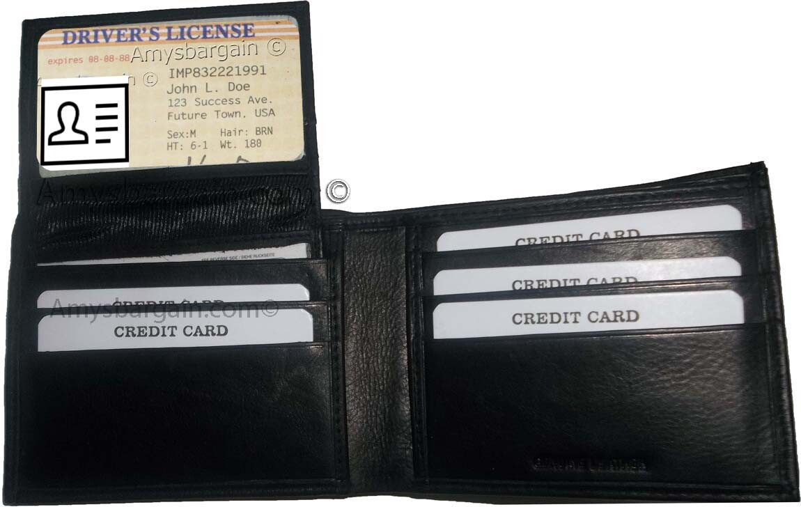 Man's wallet Genuine Lambskin Leather wallet 2 bill pockets ID 6 cards slots - Image 11