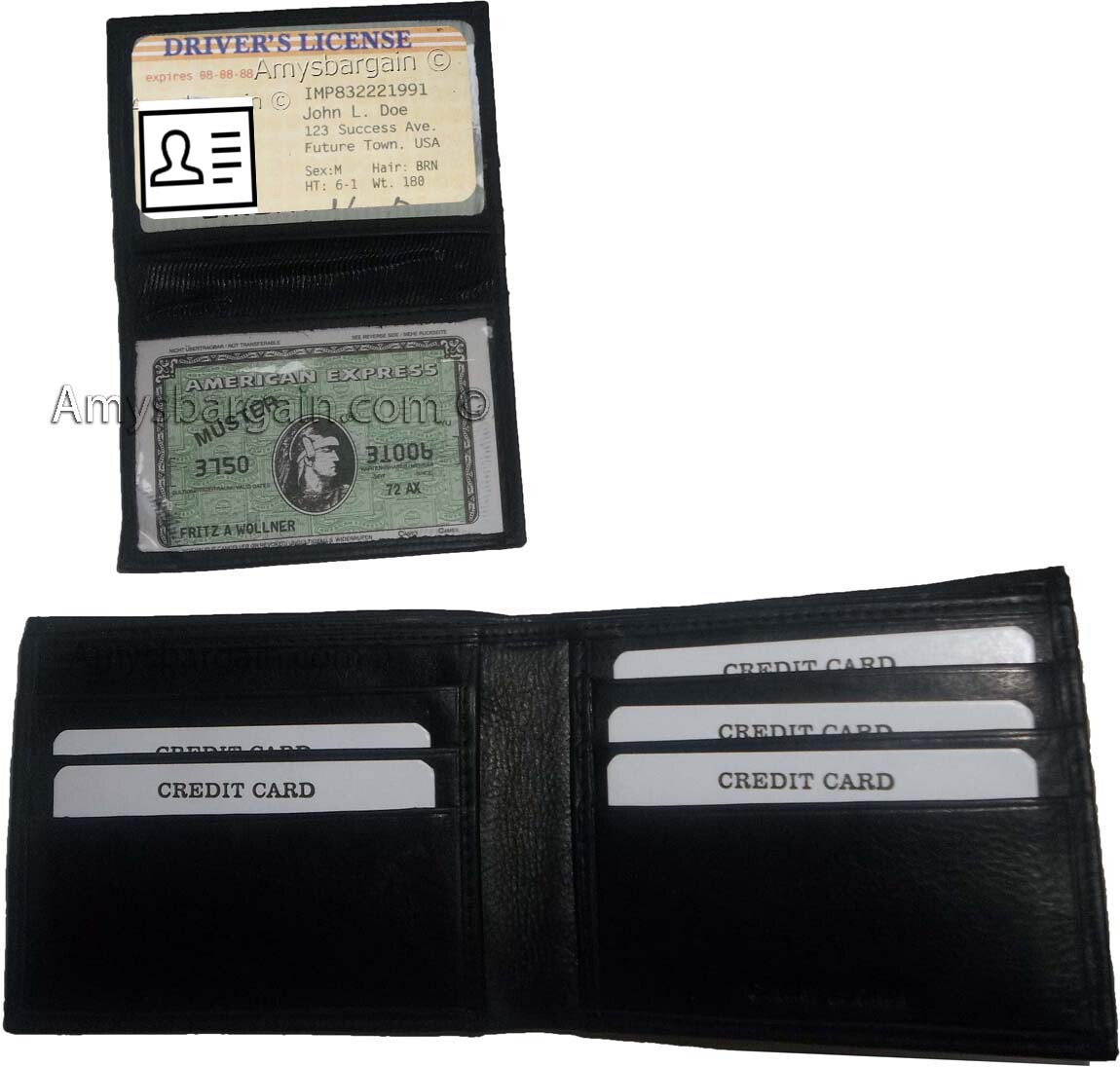 Man's wallet Genuine Lambskin Leather wallet 2 bill pockets ID 6 cards slots - Image 12