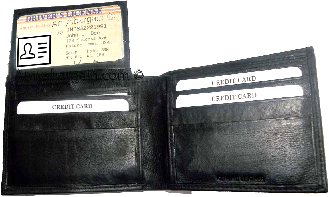 Man's wallet Genuine Lambskin Leather wallet 2 bill pockets ID 6 cards slots - Image 3
