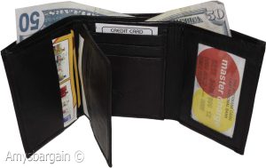 Man’s wallet Tri-fold Leather 9 card spaces 2 ID windows 2 bill slots New wallet - Image 13