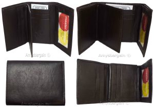 Man’s wallet Tri-fold Leather 9 card spaces 2 ID windows 2 bill slots New wallet - Image 10