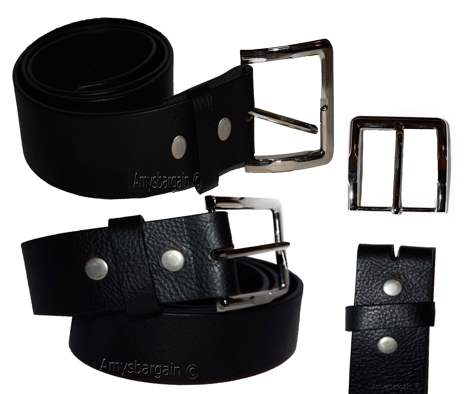 Men's Belt, 32-50" Solid Leather Belt. Men's Black Casual Leather belt, New belt