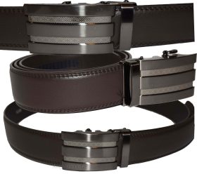 Men's Belt, Leather Dress Belt, Auto Lock belt, Up to 50” Quick lock belt BR New
