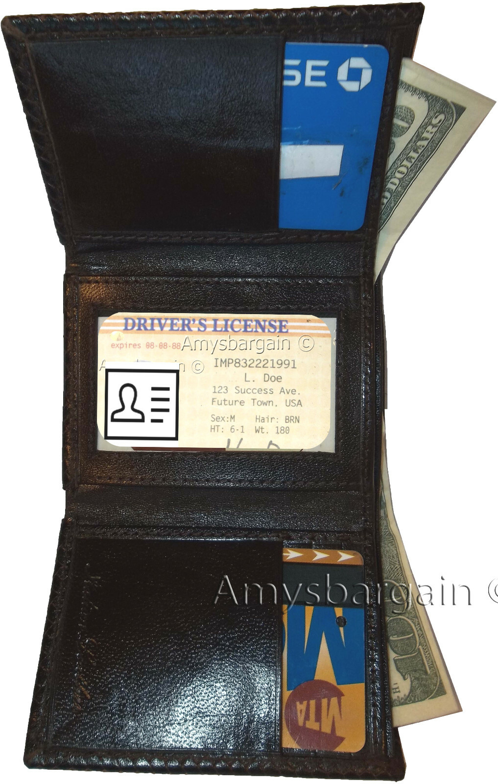 Men's Crocodile skin Printed Leather Wallet Trifold wallet ID 9 card 2 bill slot - Image 12