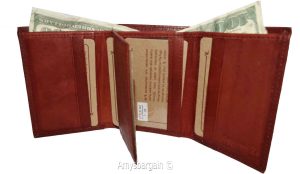 Men's Genuine Leather Tri-fold wallet 10 credit debit ATM card 2 Bill slots 1 ID - Image 12