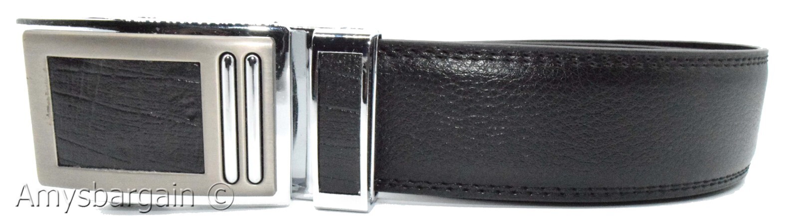 Men's Leather Dress Belt XL Auto Lock belt, Men's Black Quick lock belt 003 - Image 3