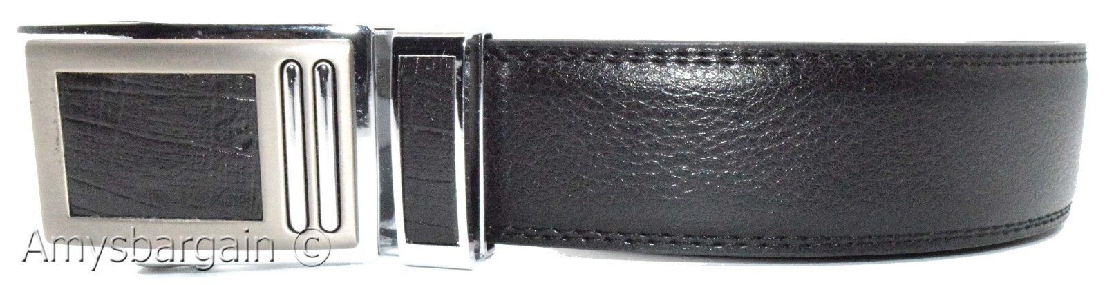 Men's Leather Dress Belt XL Auto Lock belt, Men's Black Quick lock belt 003 - Image 4