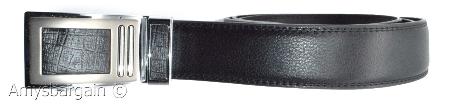 Men's Leather Dress Belt XL Auto Lock belt, Men's Black Quick lock belt 003 - Image 5