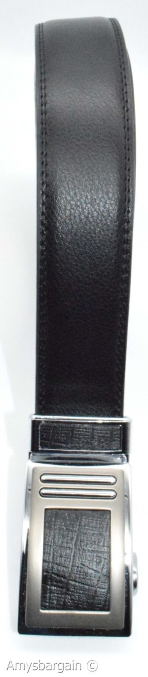 Men's Leather Dress Belt XL Auto Lock belt, Men's Black Quick lock belt 003 - Image 6