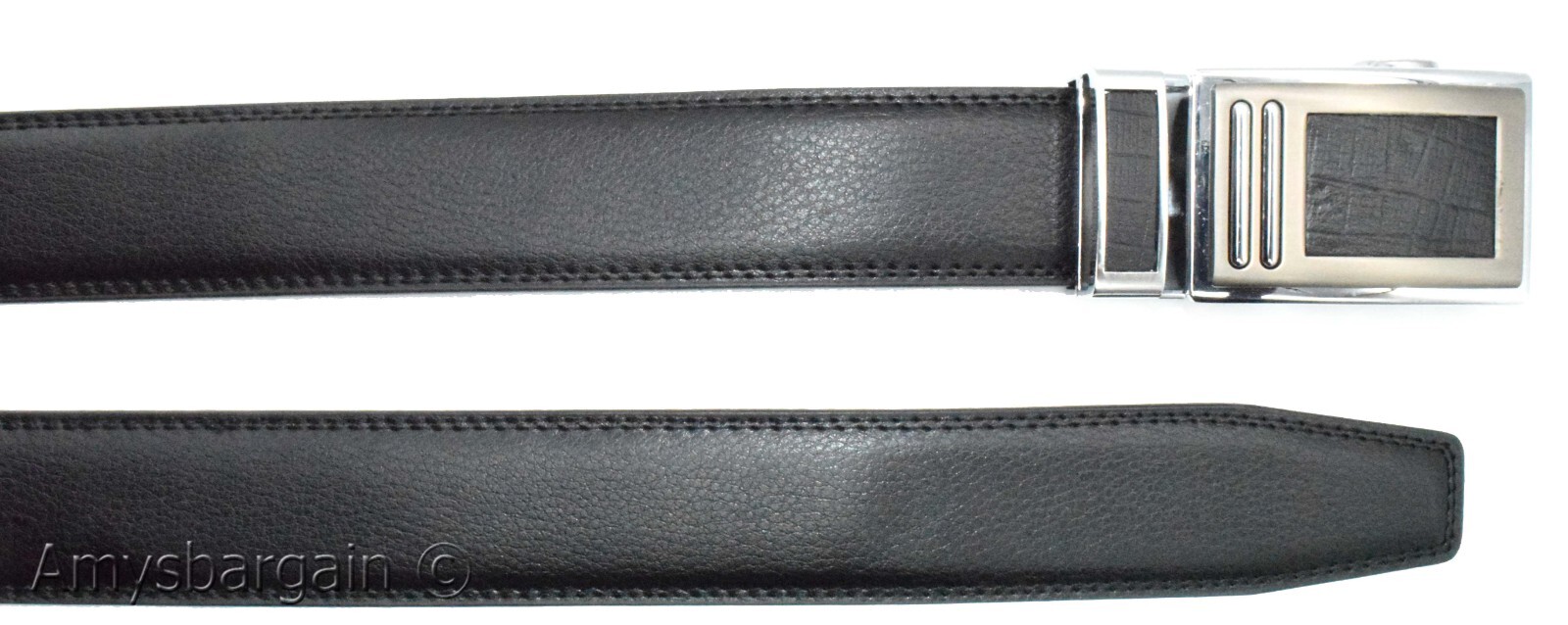 Men's Leather Dress Belt XL Auto Lock belt, Men's Black Quick lock belt 003 - Image 7
