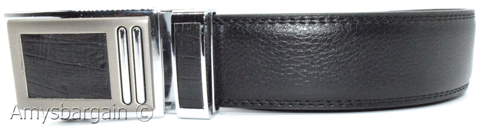 Men's Leather Dress Belt XL Auto Lock belt, Men's Black Quick lock belt 003