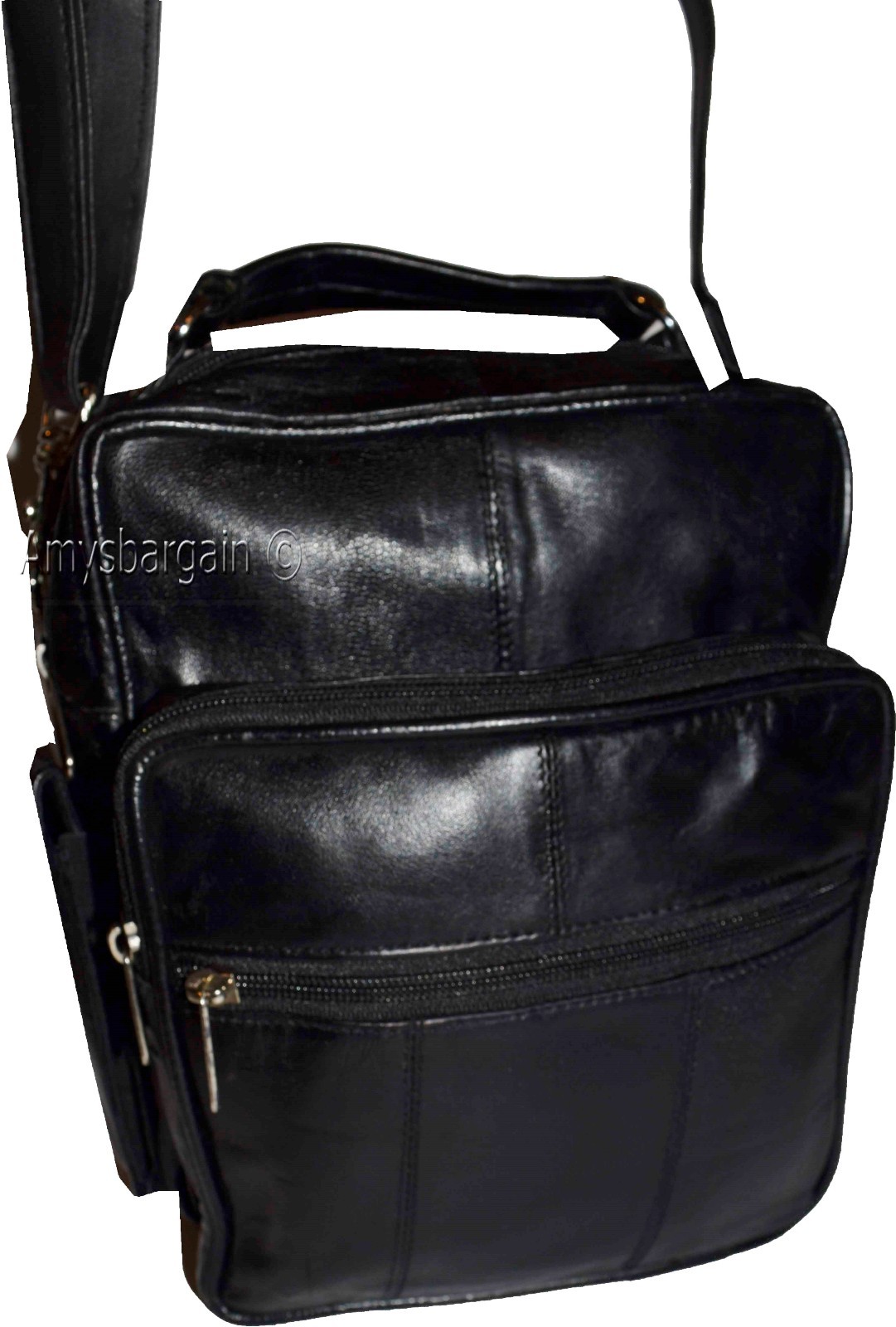 Men's Leather handbag, Unbranded Black leather bag handle/strap day bag new - Image 11