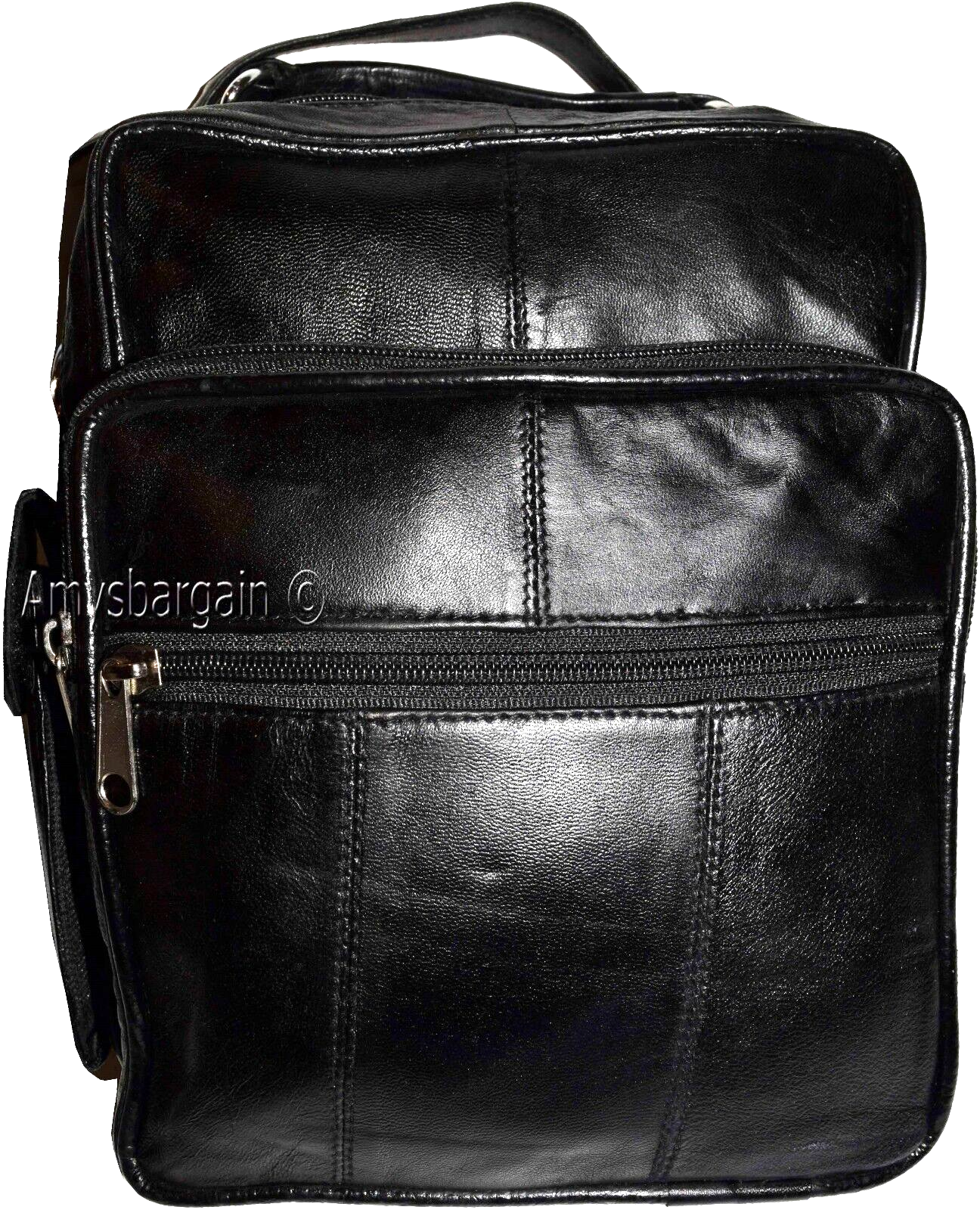 Men's Leather handbag, Unbranded Black leather bag handle/strap day bag new