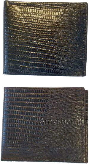 Men's Lizard Printed Leather billfold man's bifold wallet 2 bill slots 8 card ID - Image 3