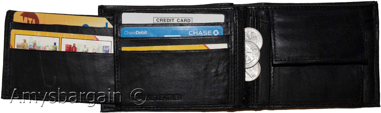 Men's Wallet Black Bifold Leather Wallet, Detachable ID card case New in the Box - Image 9
