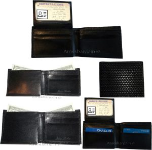 Men's Wallet Woven printed Leather man's bi-fold wallet 2 Bill pockets 9 Card ID - Image 4