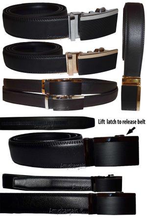 Men's belt, Genuine Leather belt, Dress/Casual Ratcheting buckle 26 to 50 inches