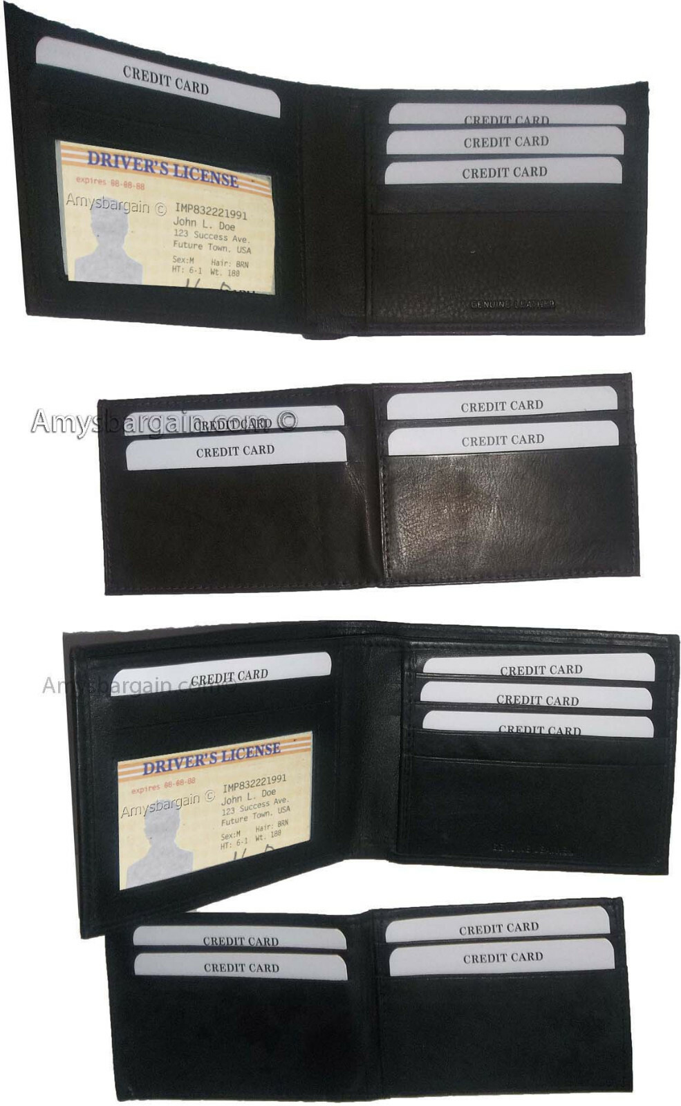 Men's wallet 2-in-1 Genuine Leather man's wallet 3 ID case 3 billfold pockets ID - Image 6