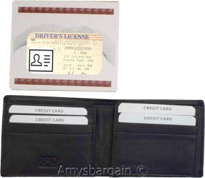 Men's wallet RFID blocking leather bifold wallet 2 billfold credit card in box - Image 12