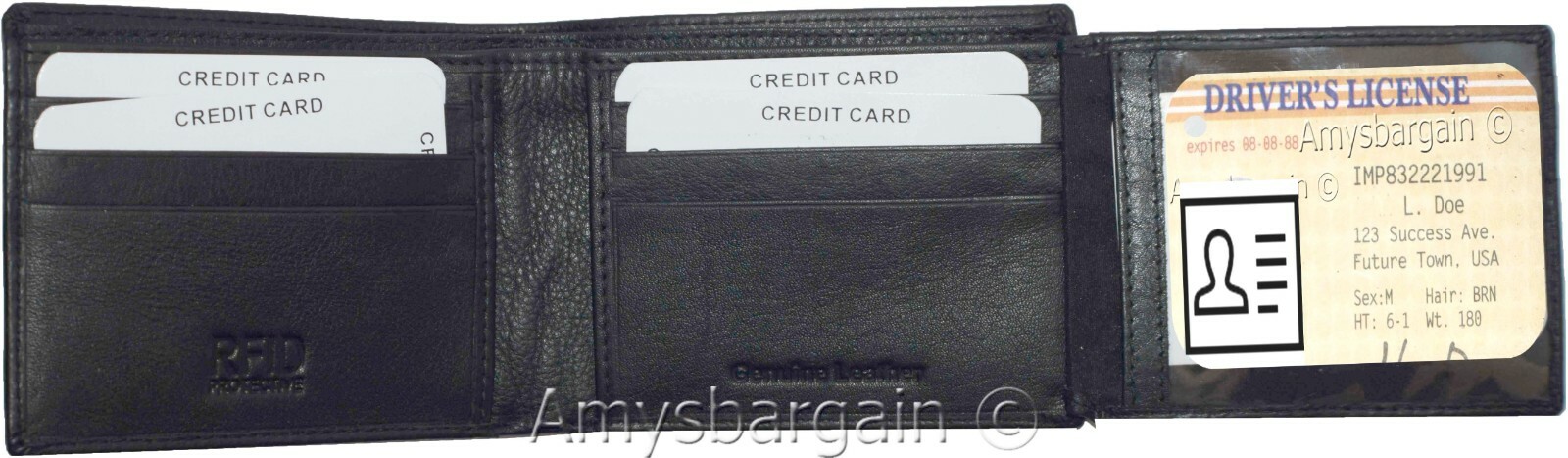 Men's wallet RFID blocking leather bifold wallet 2 billfold credit card in box - Image 3
