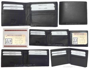 Men's wallet RFID blocking leather bifold wallet 2 billfold credit card in box