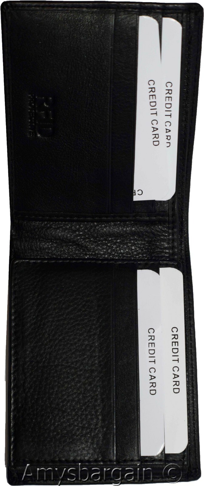 Men's wallet RFID blocking leather bifold wallet 2 billfold credit card in box - Image 5