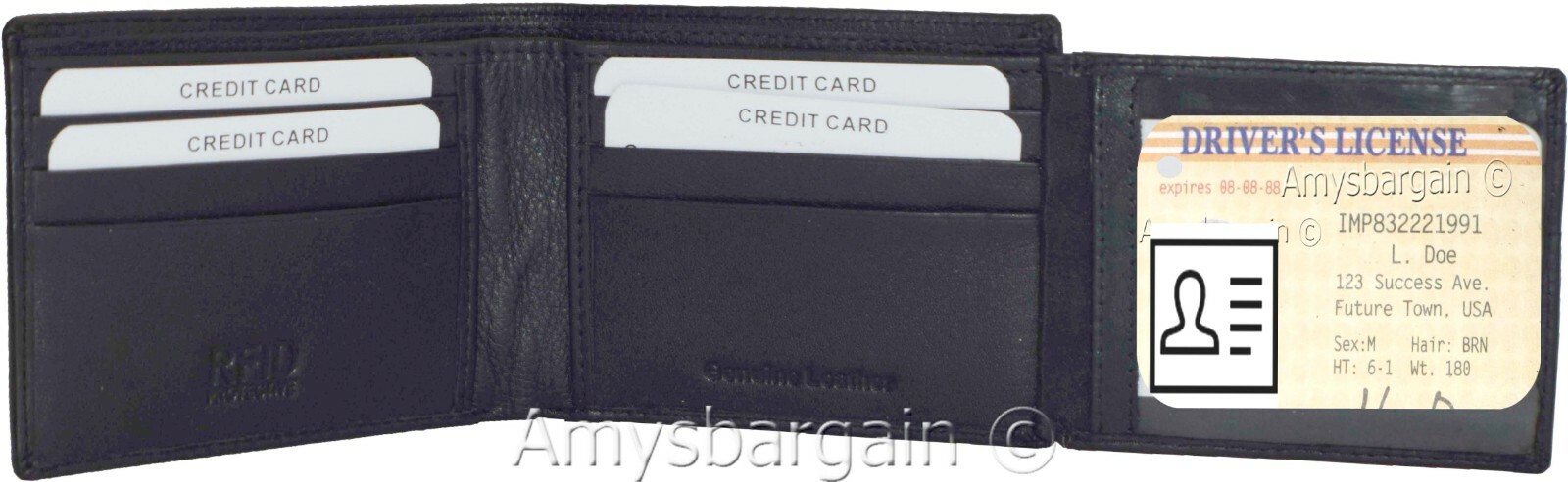 Men's wallet RFID blocking leather bifold wallet 2 billfold credit card in box - Image 7