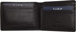 New FIZA NY Leather men's Bifold wallet Black 2 bill slots 2 ID zip coin case - Image 11
