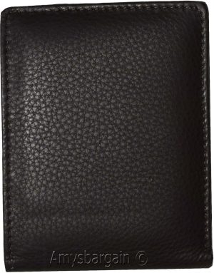 New FIZA NY Leather men's Bifold wallet Black 2 bill slots 2 ID zip coin case - Image 12