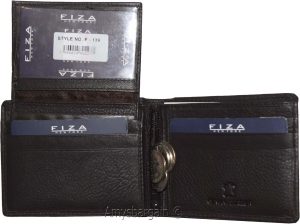 New FIZA NY Leather men's Bifold wallet Black 2 bill slots 2 ID zip coin case - Image 3