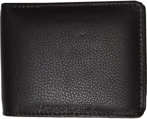 New FIZA NY Leather men's Bifold wallet Black 2 bill slots 2 ID zip coin case - Image 4