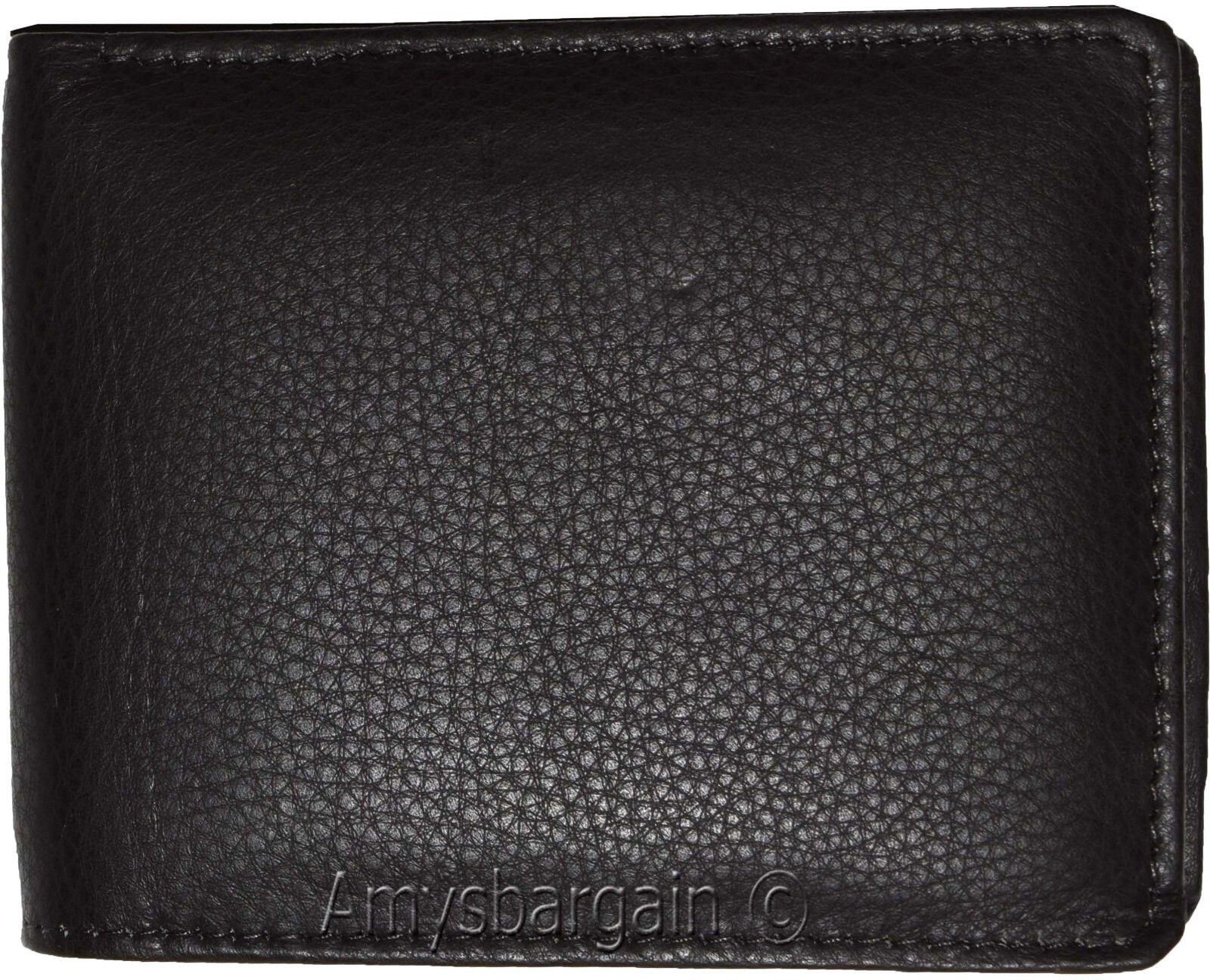 New FIZA NY Leather men's Bifold wallet Black 2 bill slots 2 ID zip coin case - Image 4