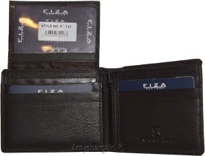 New FIZA NY Leather men's Bifold wallet Black 2 bill slots 2 ID zip coin case - Image 5