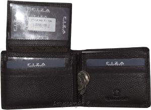 New FIZA NY Leather men's Bifold wallet Black 2 bill slots 2 ID zip coin case - Image 7