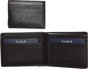 New FIZA NY Leather men's Bifold wallet Black 2 bill slots 2 ID zip coin case - Image 8